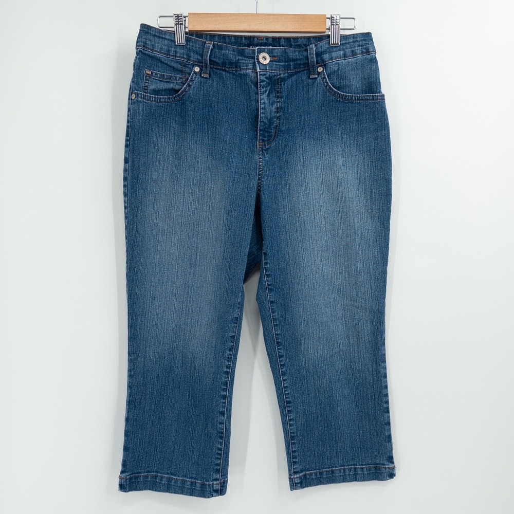 Y2K Bandolino Capris Jeans Womens 10 Blue Mandie 2000s Mall Blue Stretch McBling